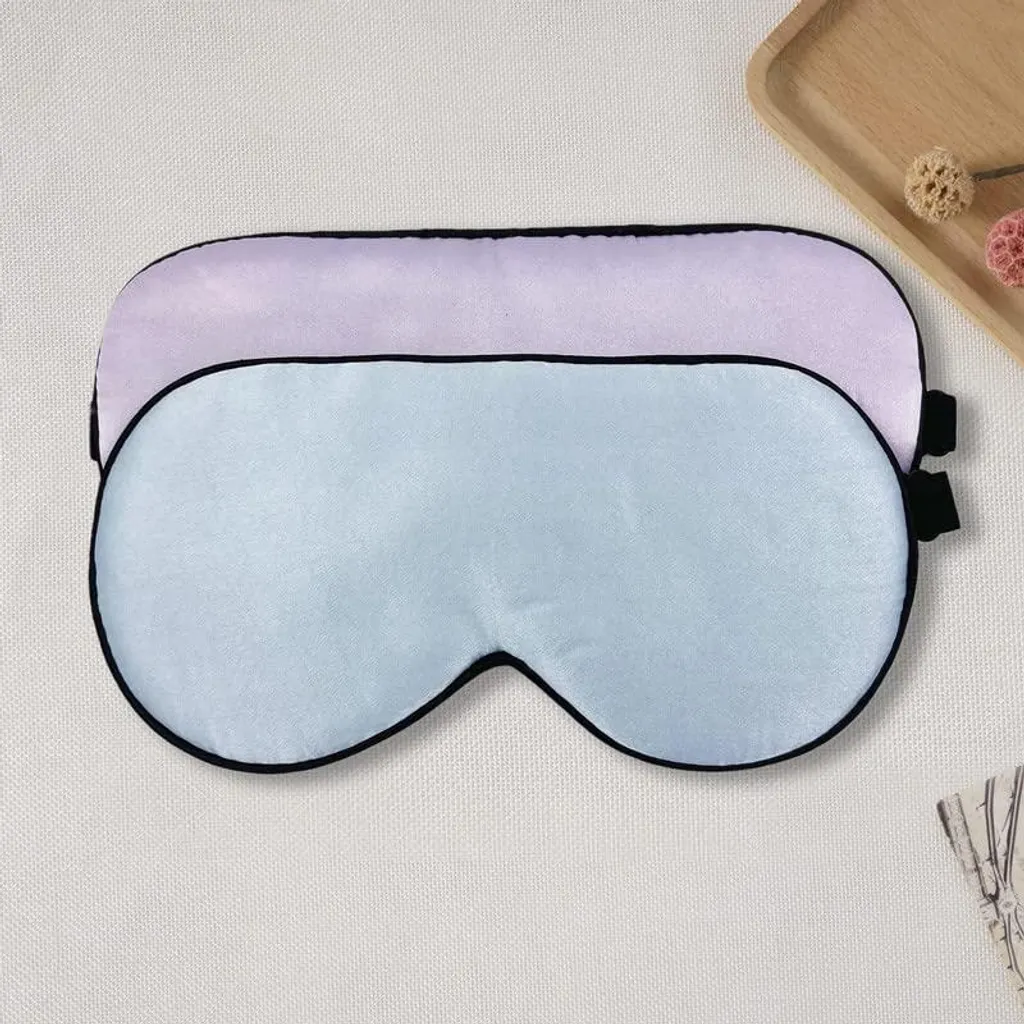 2 Masques de Sommeil 100% Soie avec Sangles Réglables Violet et Bleu