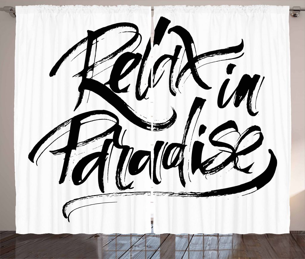 ABAKUHAUS Zitat Rustikaler Gardine, Entspannen Sie sich in Paradise Nachricht, Schlafzimmer Kräuselband Vorhang mit Schlaufen und Haken, 280 x 245...