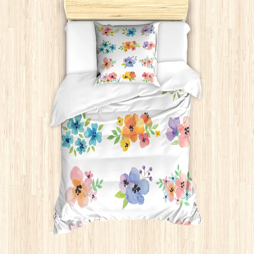 Copripiumino Singolo 135x200 Fiori Acquerello ABAKUHAUS Moderno
