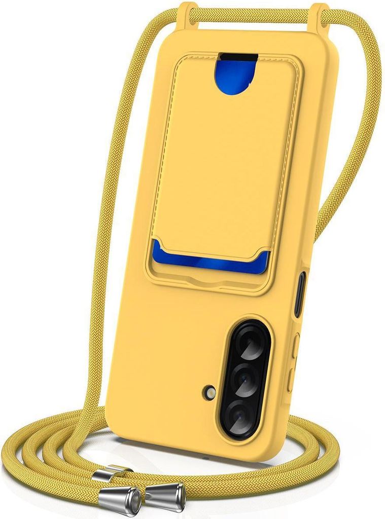 Mobigear Lanyard Card Samsung Galaxy A37 Silikon Handykette mit Kartenhalter - Gelb
