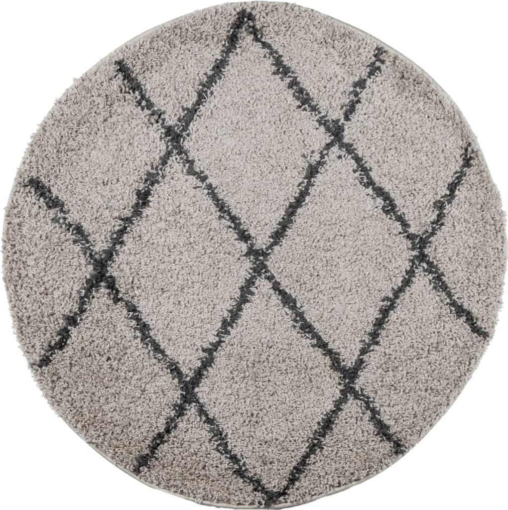 Shaggy-Teppich PAMPLONA Hochflor Modern Beige Anthrazit Ø 120cm