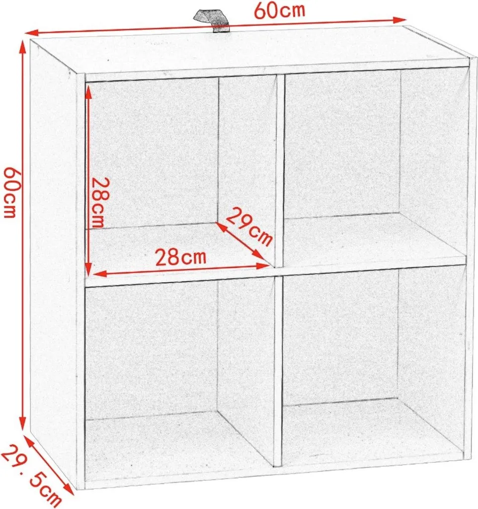 Meuble de rangement cube blanc bibliothèque 4 cases en bois design