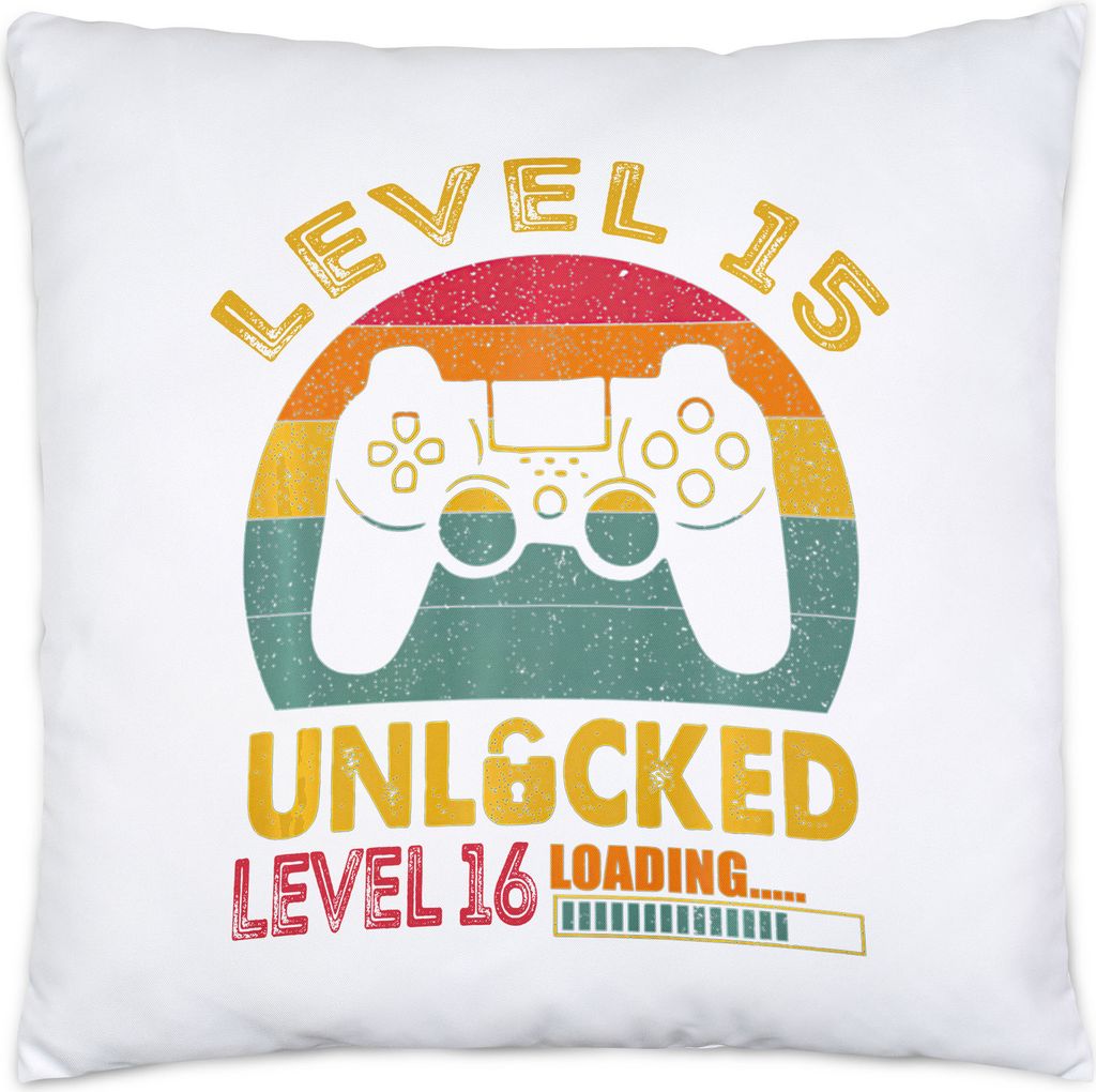 Level 15 Unlocked Level 16 Loading Kissen 15. Geburtstag Konsole Happy Birthday Controller Gamepad Spiel