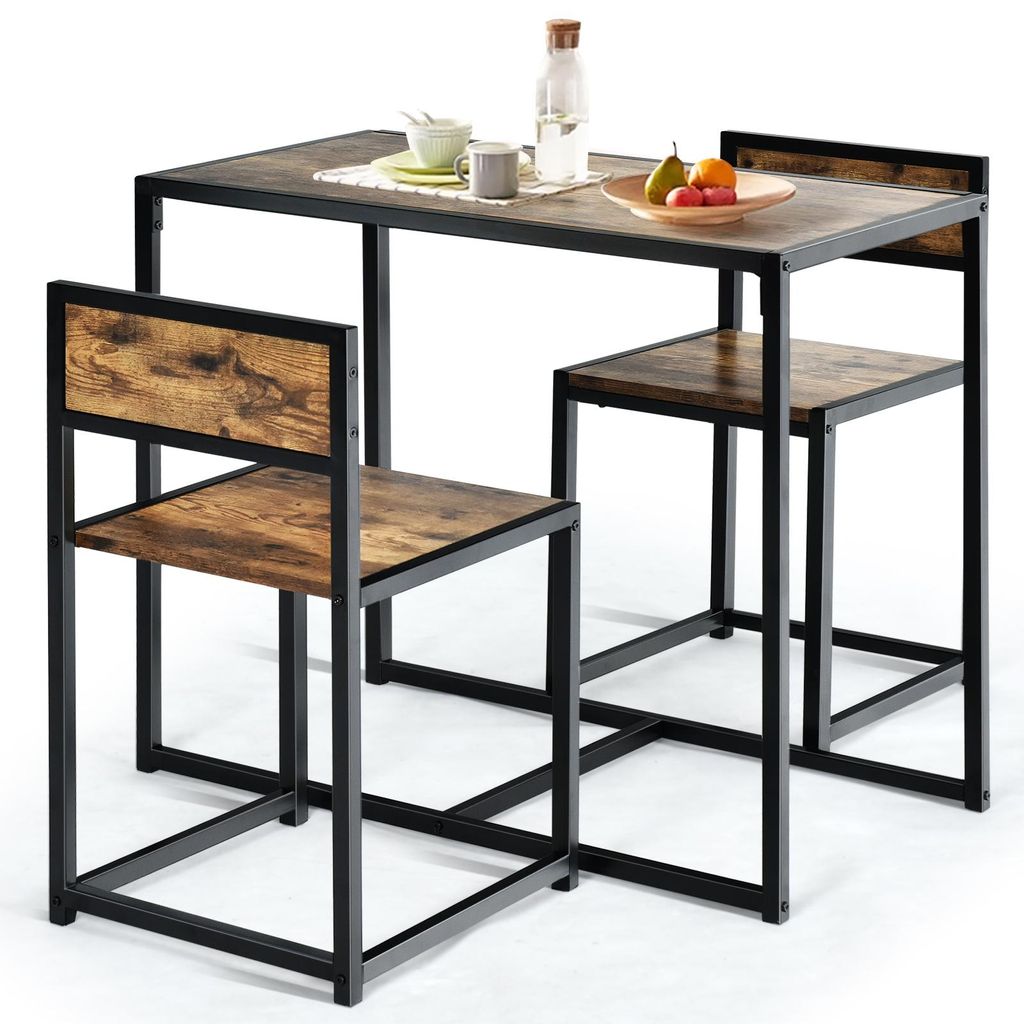 COSTWAY 3 pcs. Bar de cuisine Table haute avec 2 chaises de Image du produit 