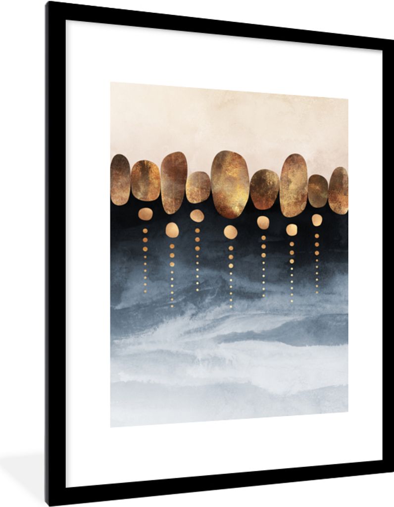 MuchoWow Gerahmtes Poster Gold - Abstrakt - Luxus 60x80 cm - Poster mit Schwarzem Bilderrahmen Wandposter Rahmen Foto Bilder - Wohnzimmer - Dekor...