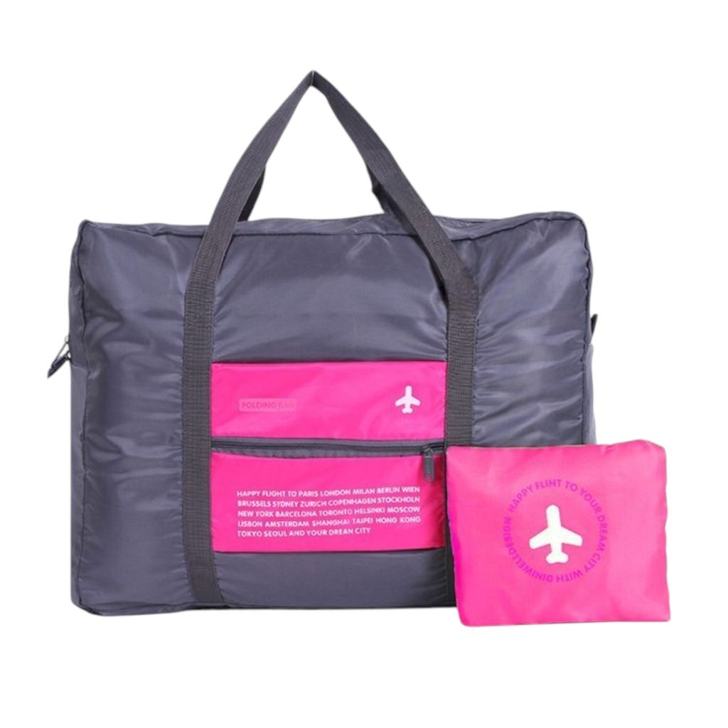 Reisetasche Rosa faltbar Bordgepäck 32L Tasche Sporttasche Umhängetasche Freizeittasche