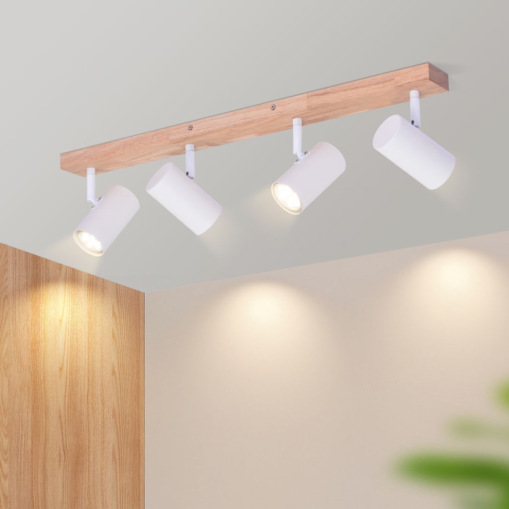 ZMH Deckenstrahler 4 Flammig Deckenspots Holz Deckenlampe Produktbild 