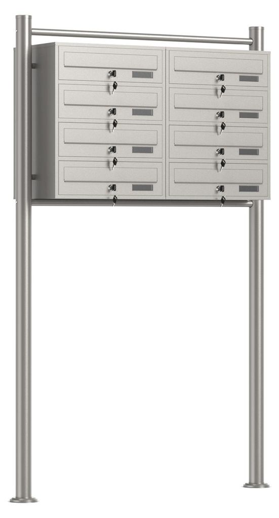 Wiltec 8er Briefkastenanlage Edelstahl 945 x 270 x1500 mm, Produktbild 
