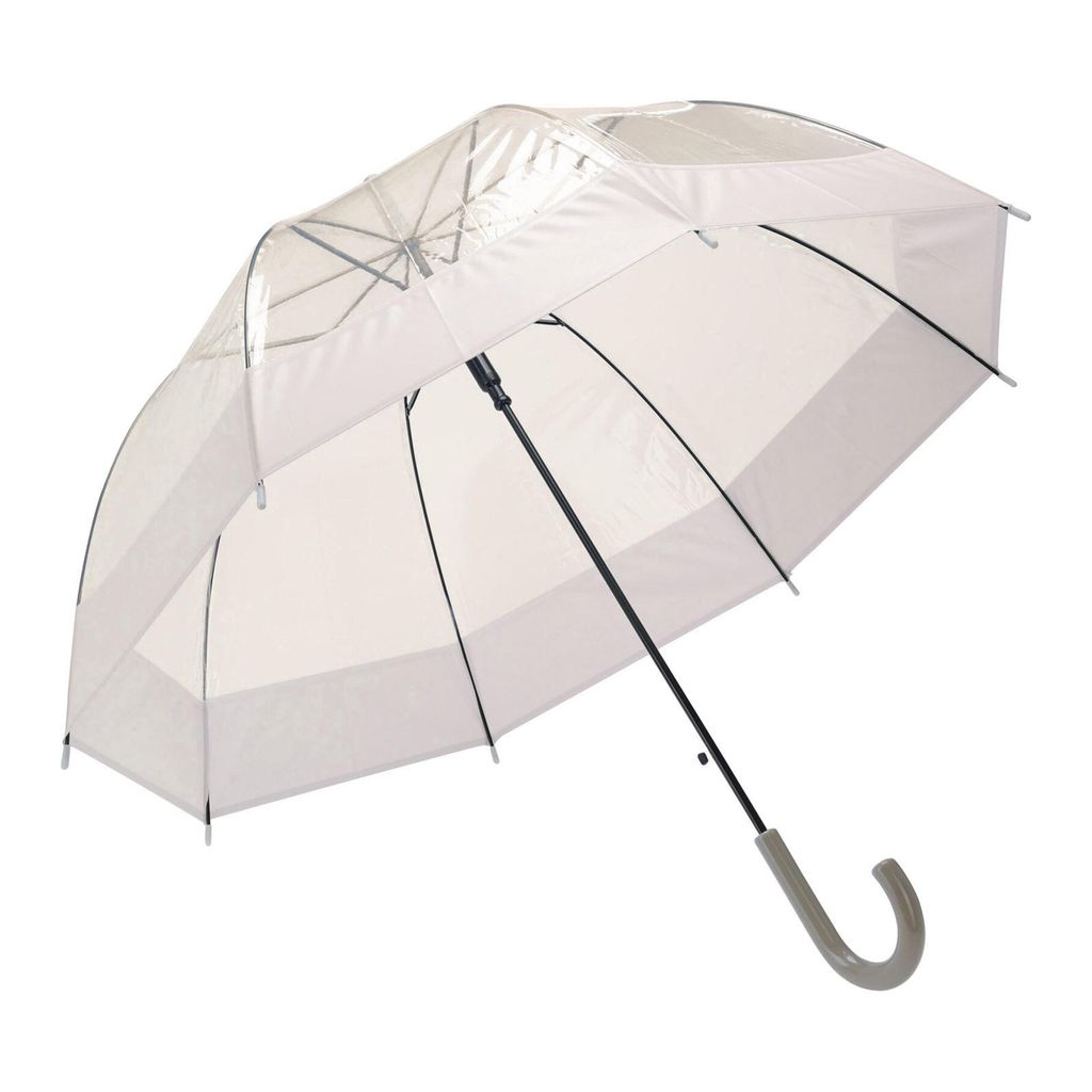 Regenschirm Transparent Ø 85 cm Automatik Stockschirm Windfest Regen Schirm Durchsichtig mit beigem Rand