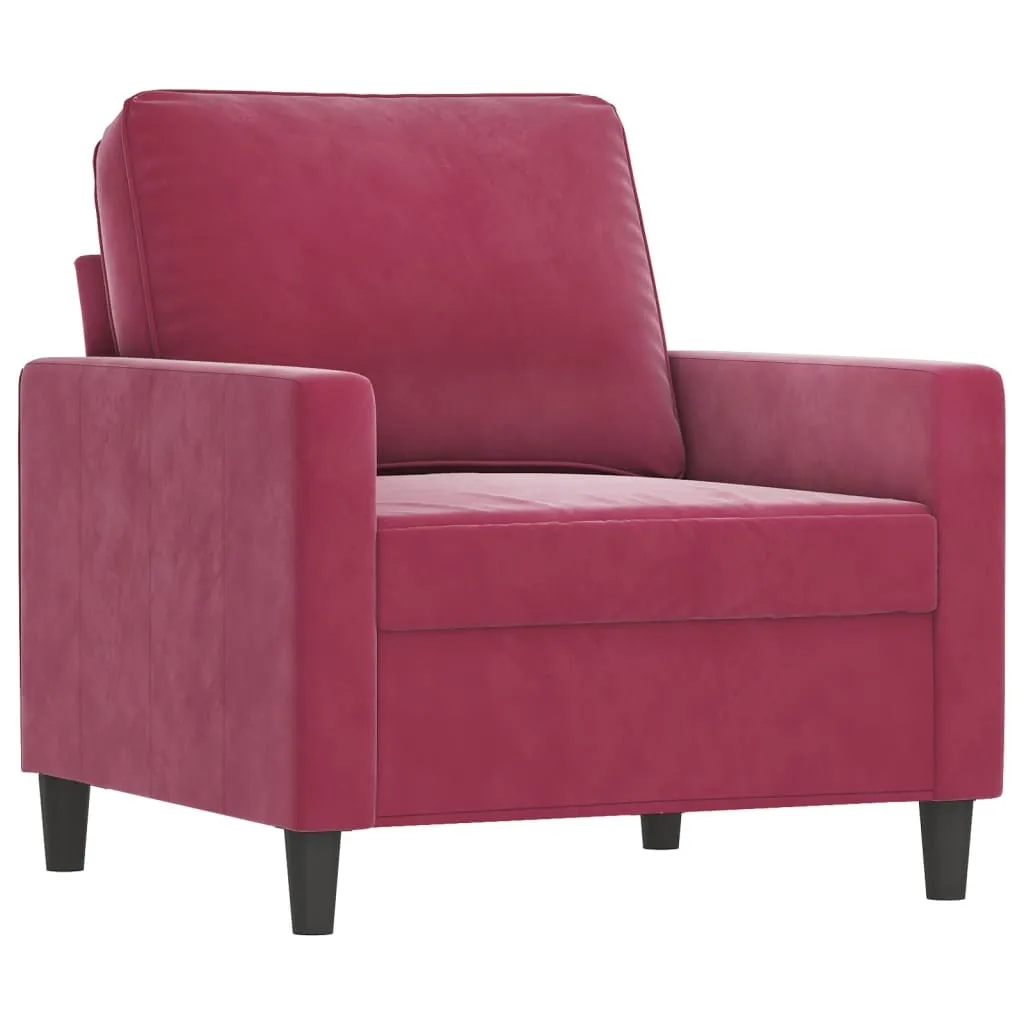 Poltrona velluto rosso vino vidaXL 60cm | Accent Chair Design Moderno