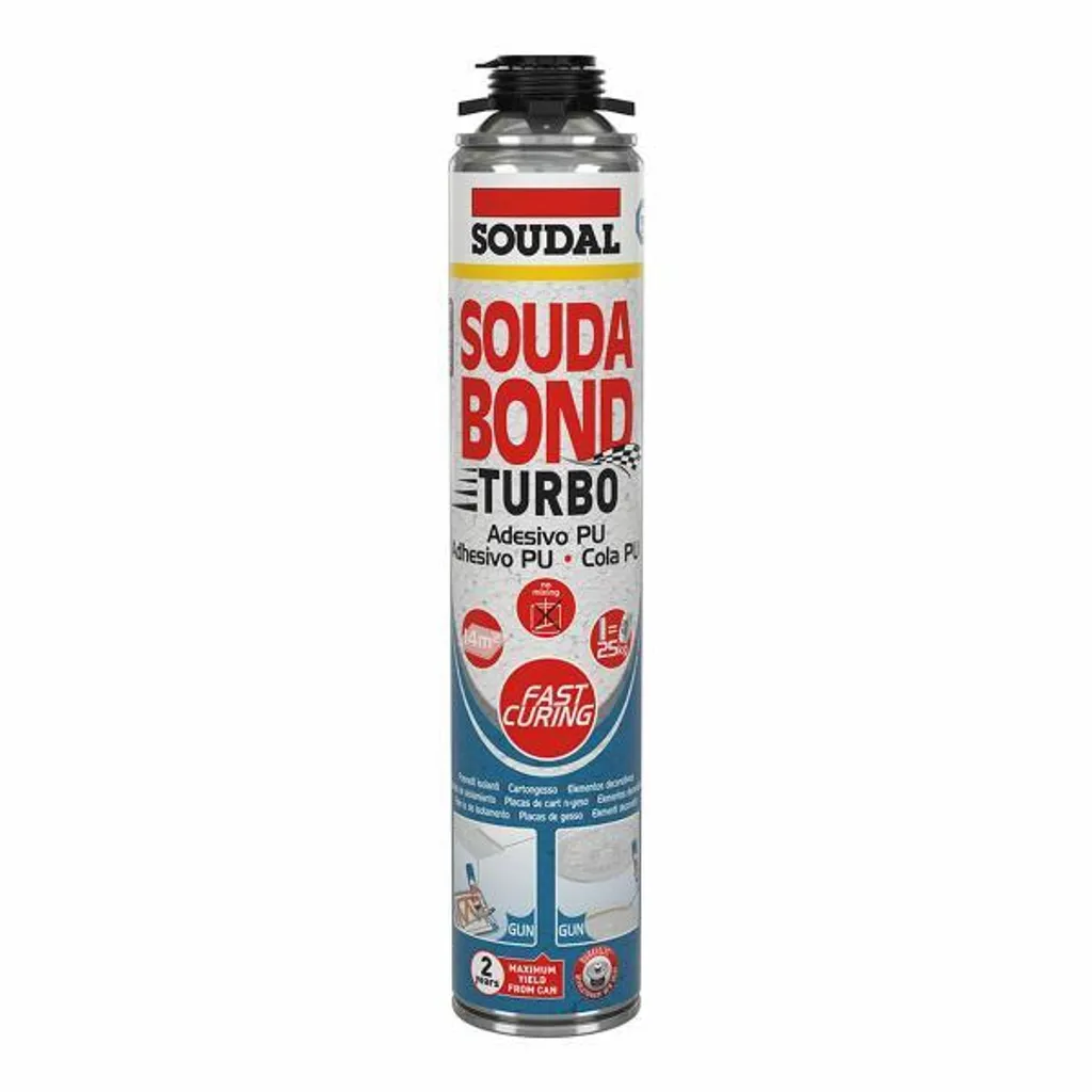 Colle Mousse SoudaBond Turbo Soudal pour Fixation Cloison et Isolation