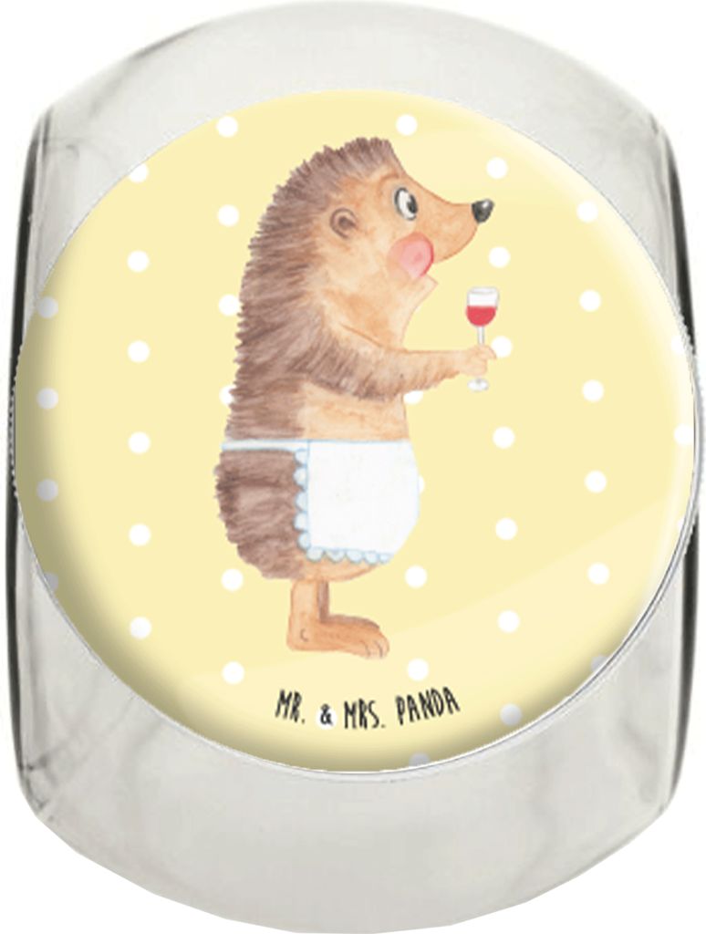 Mr. & Mrs. Panda Bonboniere Igel Wein L 870ml - Gelb Pastell - Geschenk, Dekoglas, Bonbonglas, gewürzglas, Frischhaltedose, Lebensmittelbehälter,...