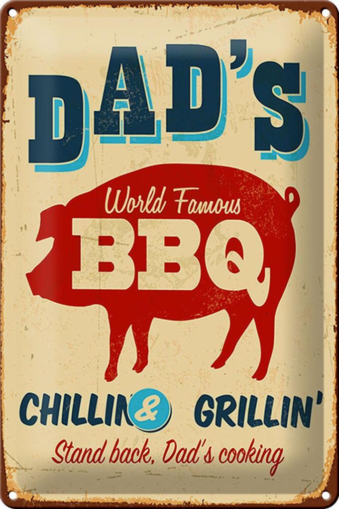 Blechschild Retro 20x30cm dad`s world famous BBQ grillin Produktbild 