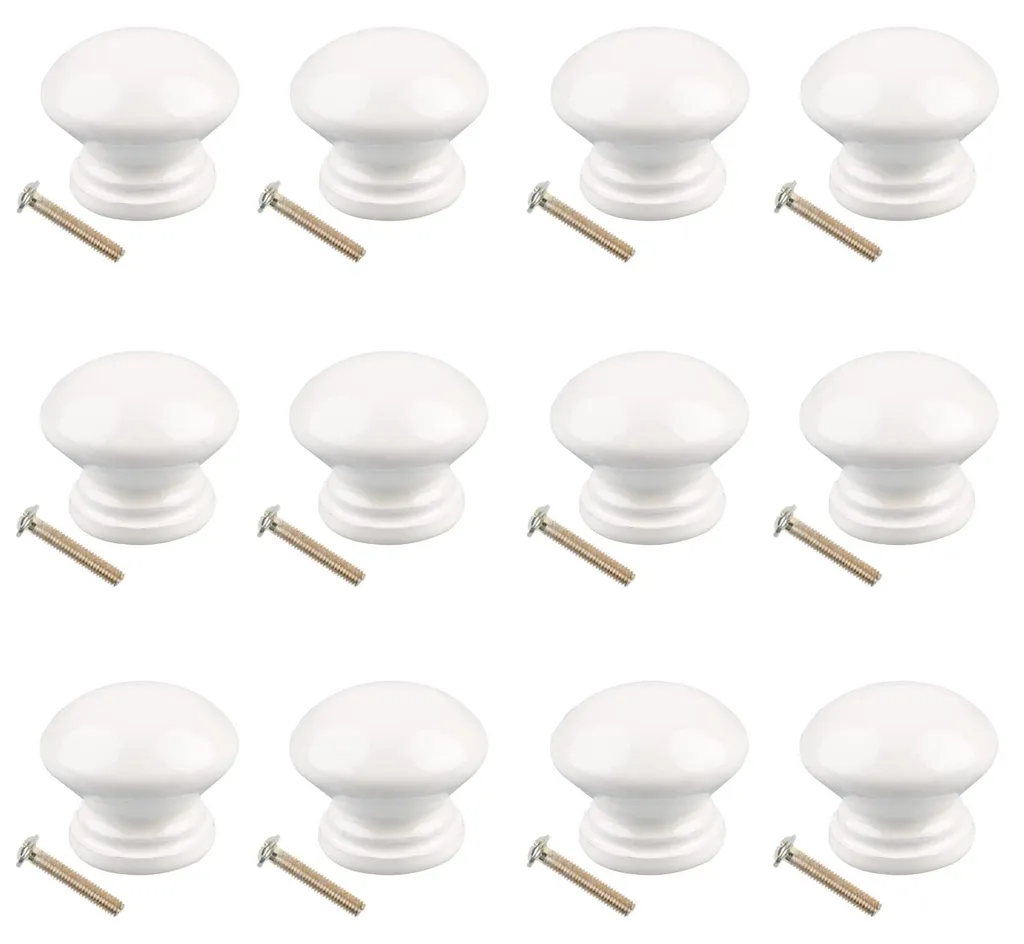 Bouton de meuble rond en bois blanc 24 mm pour armoire et penderie