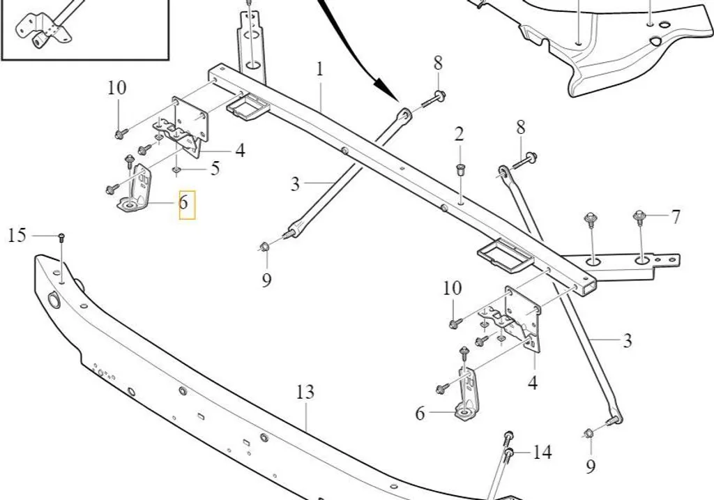 Staffa Rinforzo Anteriore Sinistra Volvo S60 III V60 II 31651845 Originale - 3