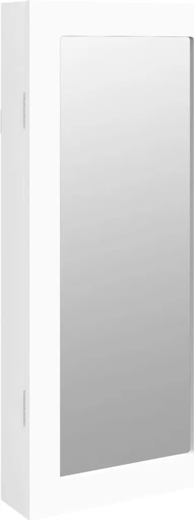 Mobile Portagioie a Parete Bianco 30x8,5x67cm Specchio Alta Qualità
