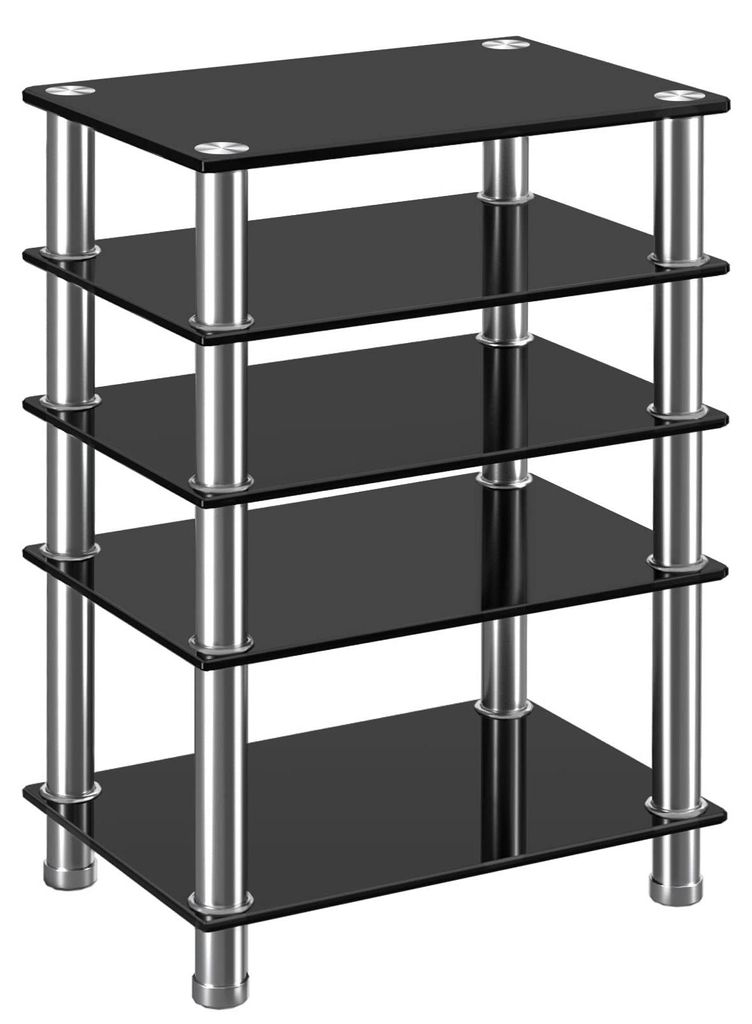 Audio Rack met 5 planken van gehard glas - TV tafel voor Productafbeelding 