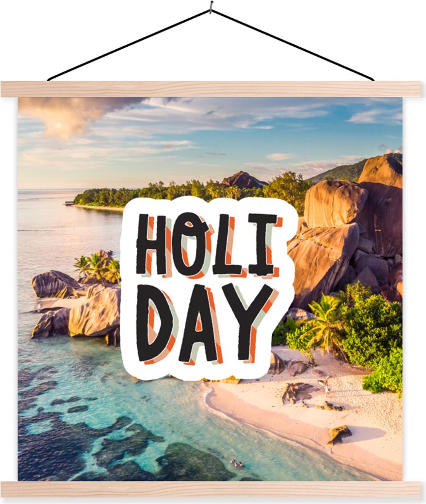 MuchoWow Textilposter Sommer - Zauber - Insel 40x40 cm mit holzfarbenen Rahmen - Posterleiste