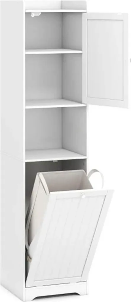 Colonna Bagno Moderna 170cm Bianco | Mobile Portabiancheria JV12827WH