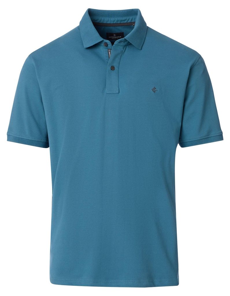 CASAMODA Herren Poloshirt Kurzarm Regular Stretch Piqué Aqua L