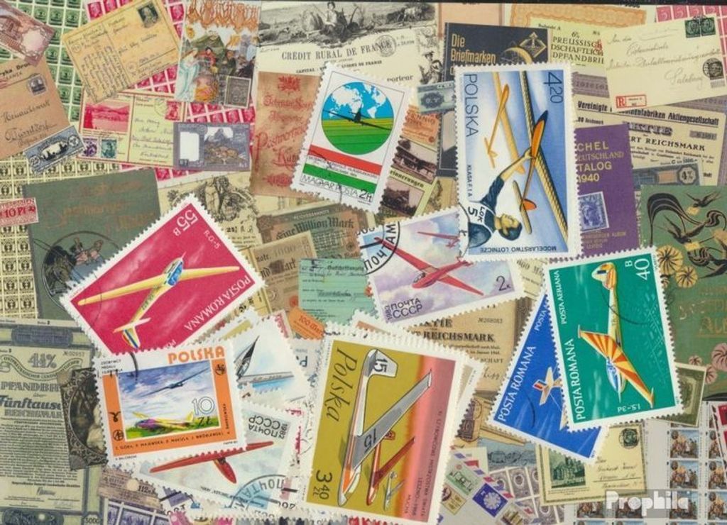 Briefmarken Motive 25 verschiedene Segelflieger Marken