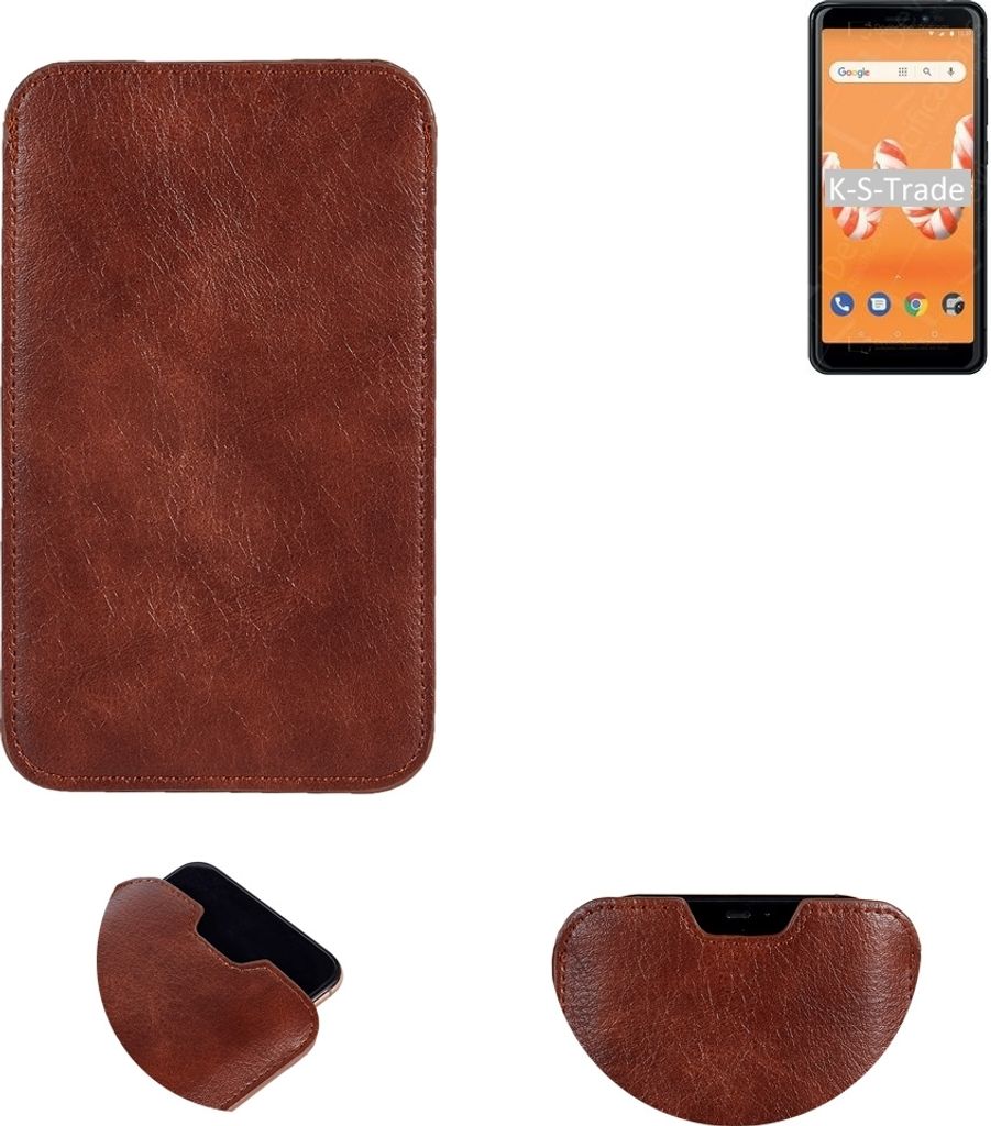 K-S-Trade Schutzhülle Handyhülle kompatibel mit Wiko Sunny 3 Plus Handytasche Kunstleder Sleeve in braun