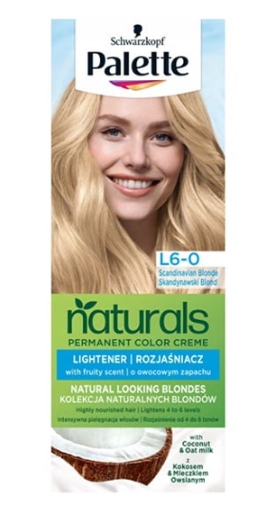 PALETTE Permanent Naturals Color Creme Go Blonde Haarfrbemittel mit Kokosnuss und Arganl L6-0 (100) Skandinavisches Blond