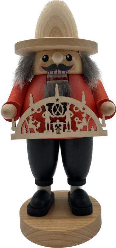 Nussknacker mit Schwibbogen, Glässer Volkskunst, 23cm