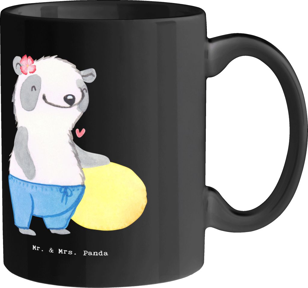 Mr. & Mrs. Panda Kaffeetasse Physiotherapeutin Zusammenhalt - Schwarz - Geschenk, Becher, Heilung, Beruf, Wohlbefinden, Berufsgestaltung, handgefer...