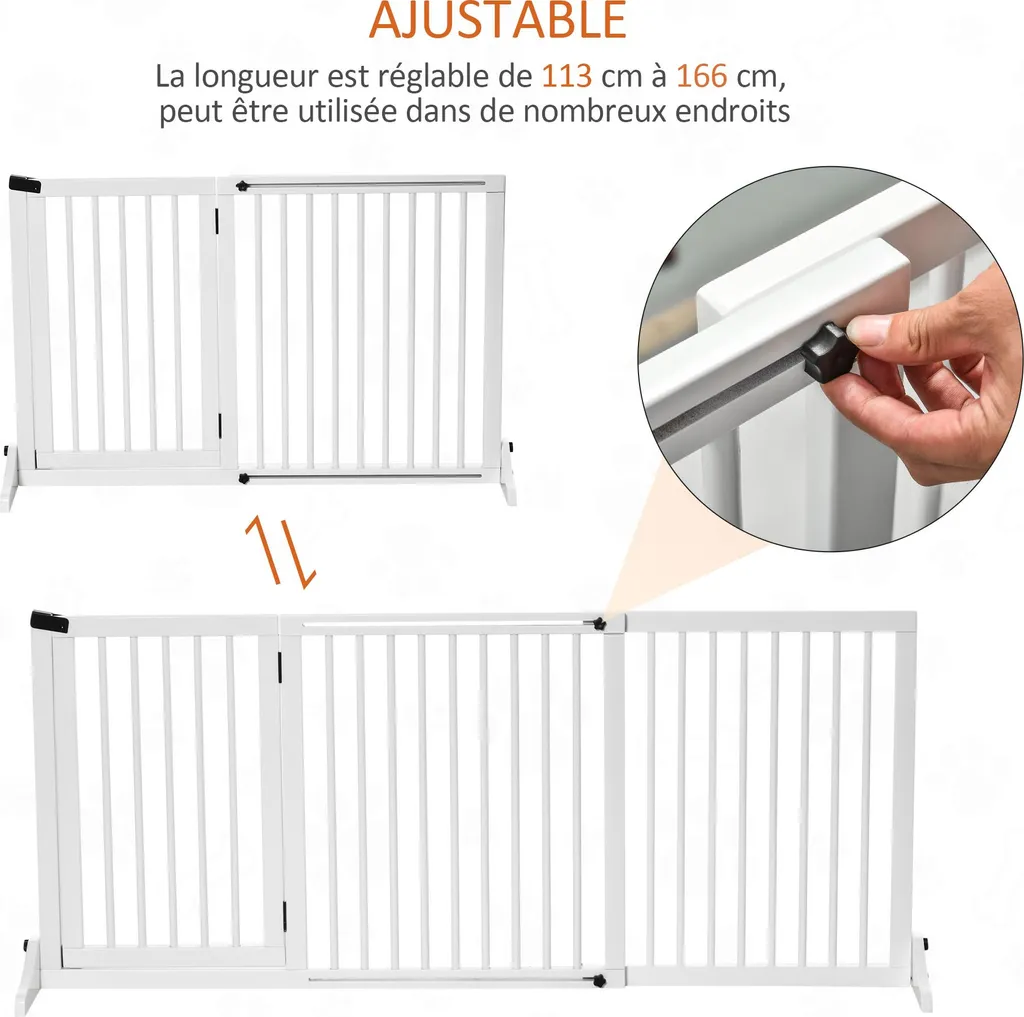 Barrière chien sans perçage pour grands passages longueur modulable - 3