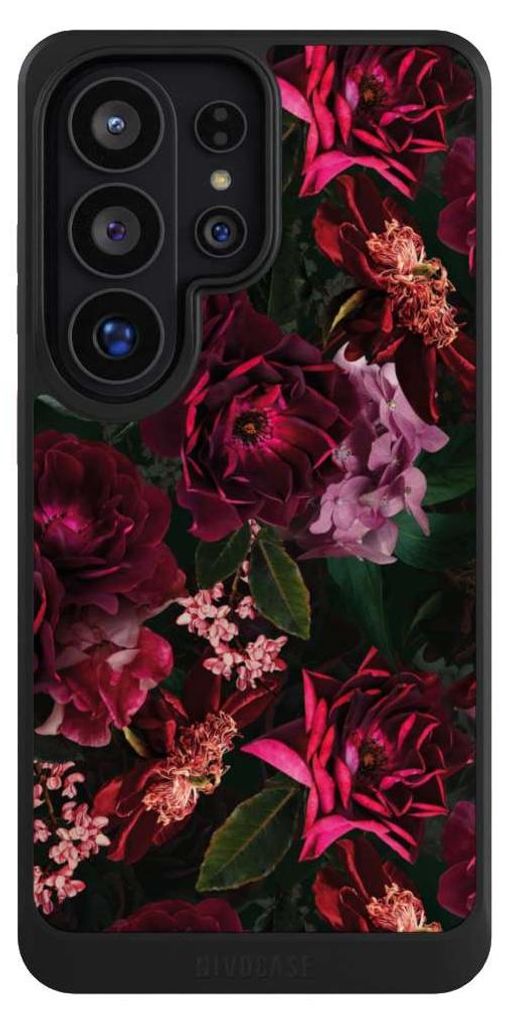 NIVOCASE Hülle für Samsung Galaxy S26 Ultra Handyhülle NIVOcore Case Schwarz Blumen Blüte Rose
