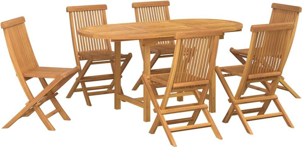 Garten Essgruppe 7 pcs Braun Massivholz Teak