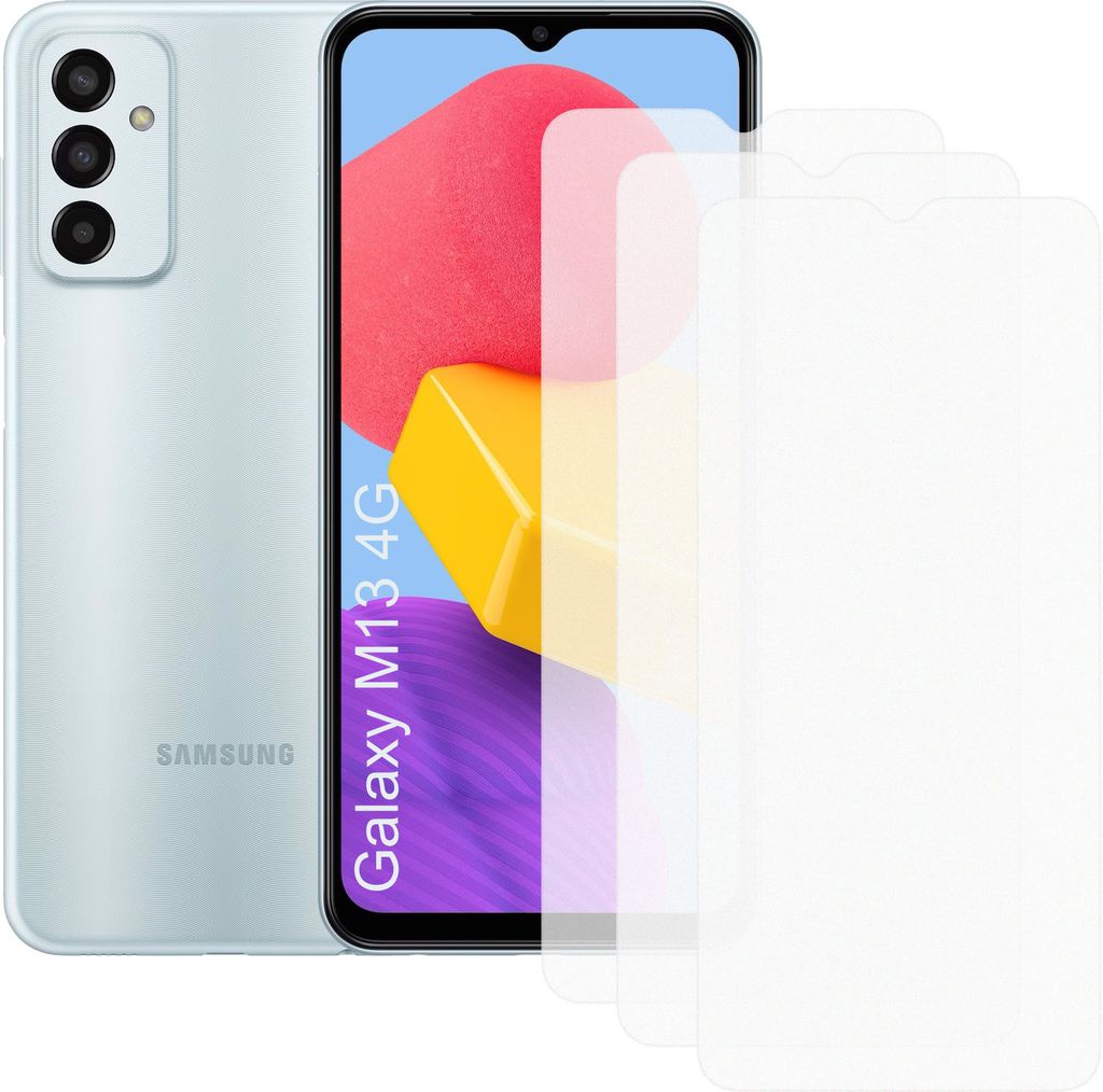 Drei Stück (3x) Display-Schutzfolie Displayschutz-Glas 9H Glas für Samsung Galaxy M13 4G