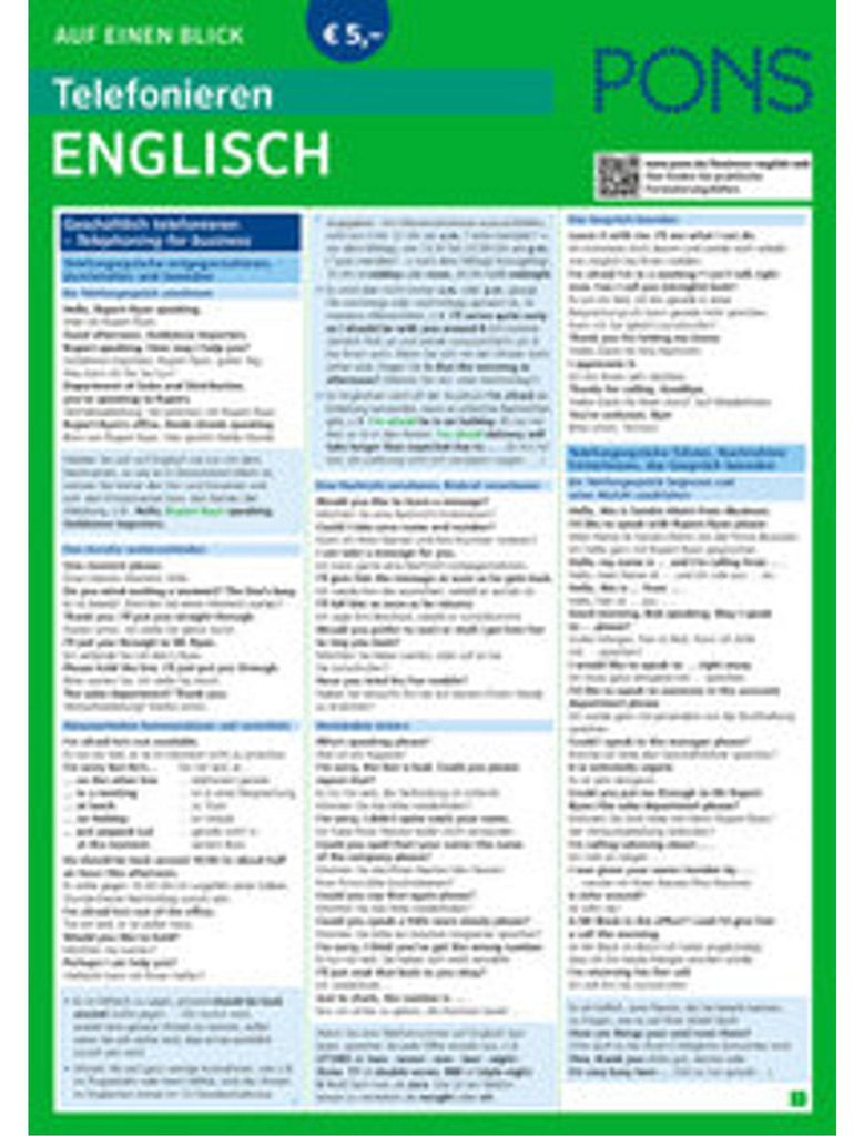 PONS Telefonieren auf einen Blick Englisch