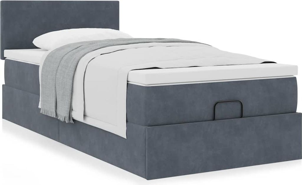 Maison Exclusive - Ottoman-Bett mit Matratze Dunkelgrau 90x200 cm Samt