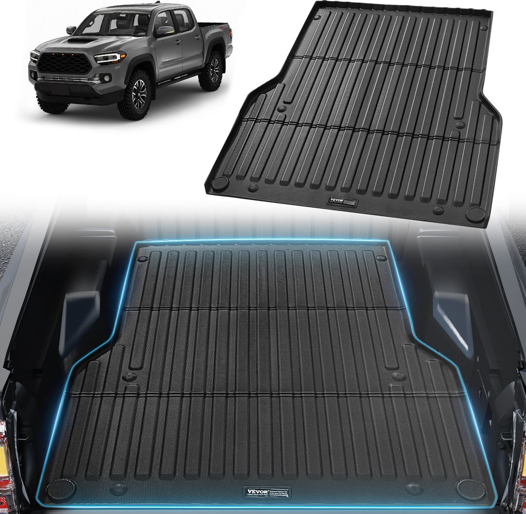 VEVOR Ladeflächenmatte für Lkw kompatibel mit Toyota Tacoma 2005–2023, TPE-Ladeflächenmatte für Lkw 1520 x 1360 x 45 mm Ladeflächen, schwarz...