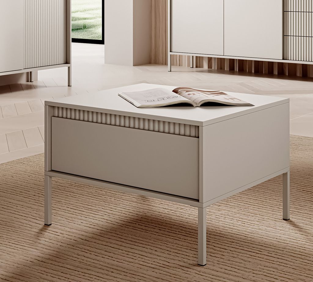 AX LIVING Moderner Couchtisch Beige Trentinis – Quadratisch, 68,1 cm