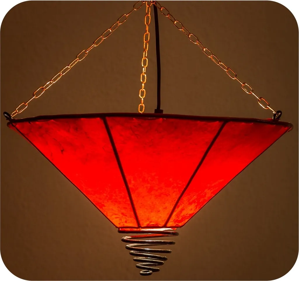 Suspension marocaine en cuir rouge Fuego 40 cm - Finition artisanale