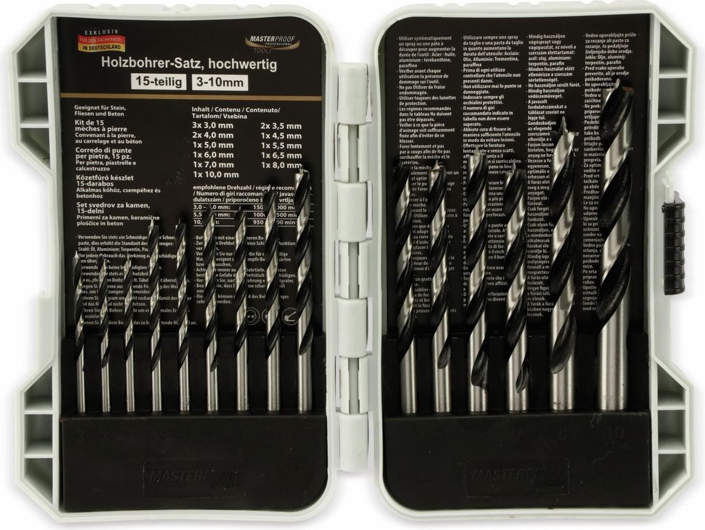MASTERPROOF set di punte per legno 15 pezzi, 3...10 mm, in Immagine del prodotto 