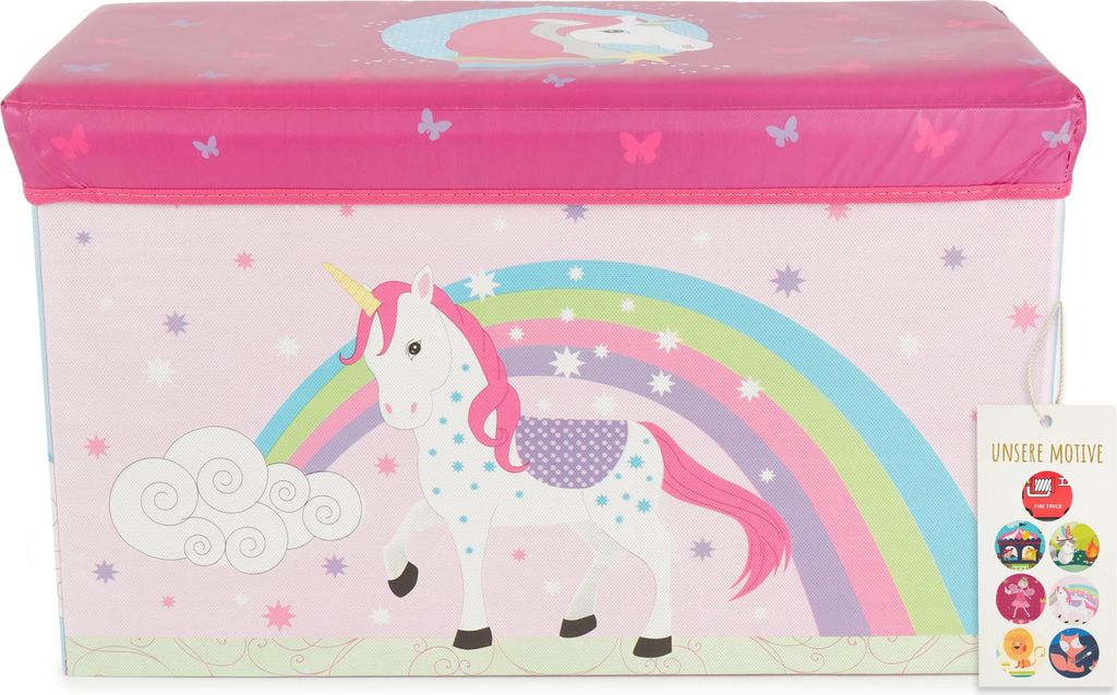 Bieco Aufbewahrungsbox mit Deckel Kinder Einhorn 60l Produktbild 1