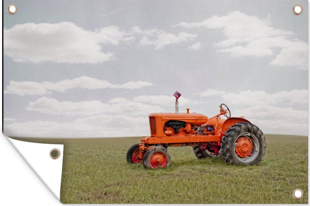 MuchoWow 90x60 cm Outdoor-Poster Gartendeko Sichtschutz Garten Poster für den Garten Traktor - Räder - Vintage