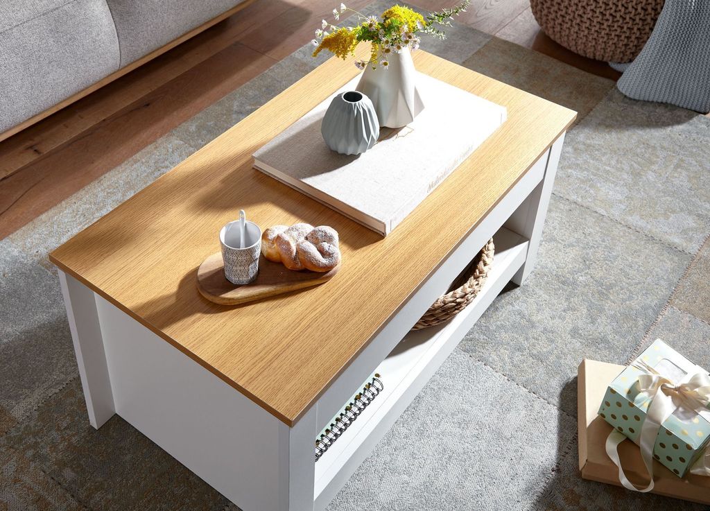Couchtisch FineBuy Wohnzimmertisch Weiß 85x47x42cm Produktbild 4
