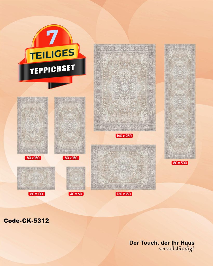 7-teiliges Teppich-Set CK-5312 Produktbild 