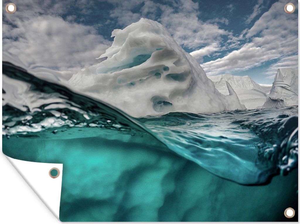 MuchoWow 80x60 cm Outdoor-Poster Gartendeko Sichtschutz Garten Poster für den Garten Eisberg unter und über Wasser