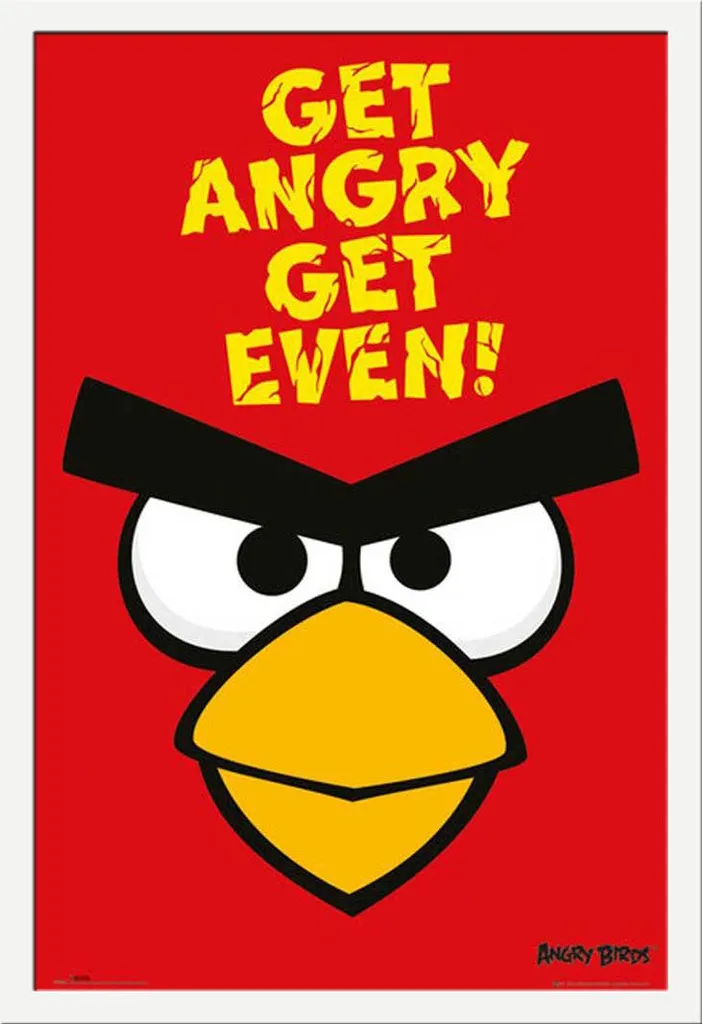 Angry Birds Poster Arrabbiati e Pareggiati + Cornice Shinsuke Bianco MDF