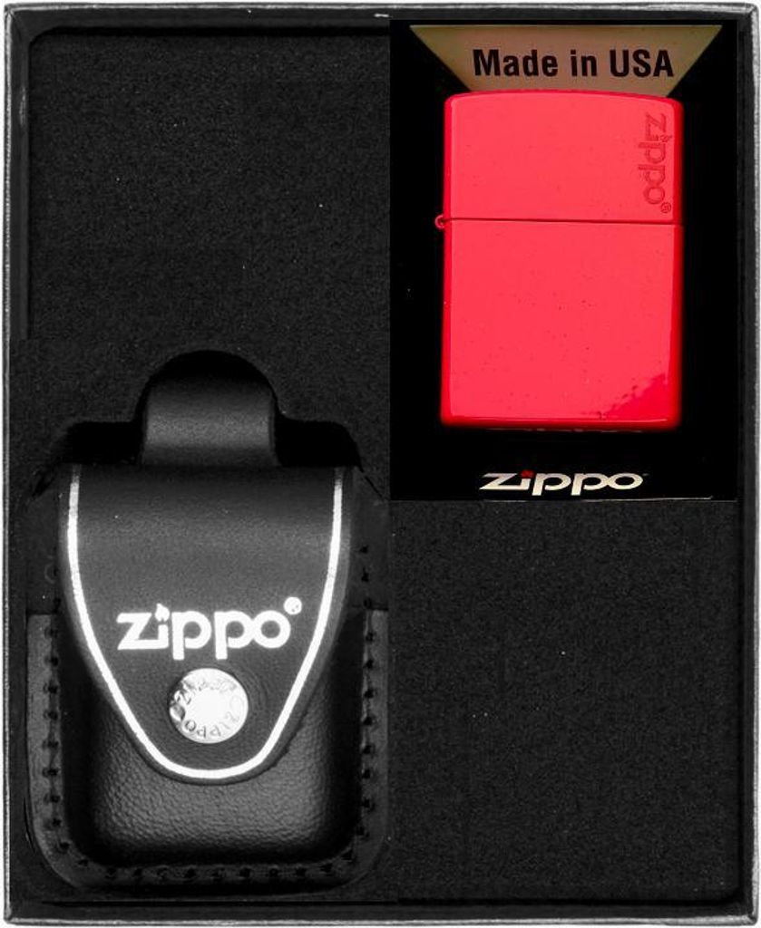 ZIPPO Feuerzeug ROT MATT LOGO Geschenkset Nr. 3