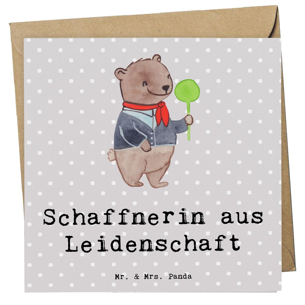 Mr. & Mrs. Panda Grußkarte Schaffnerin Leidenschaft - Grau Produktbild 