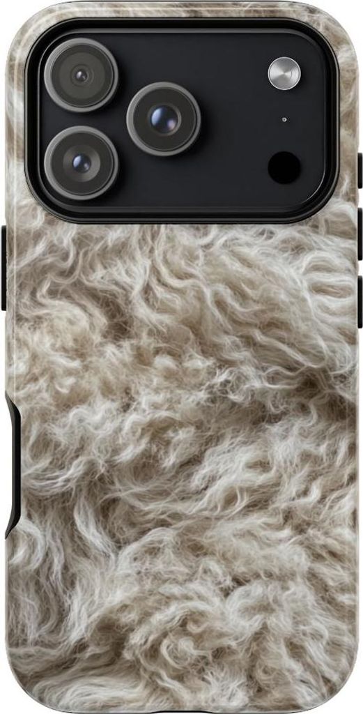 Natürliche Lammfellstruktur mit lockiger Optik – Hülle Kompatibel mit iPhone 17 Pro