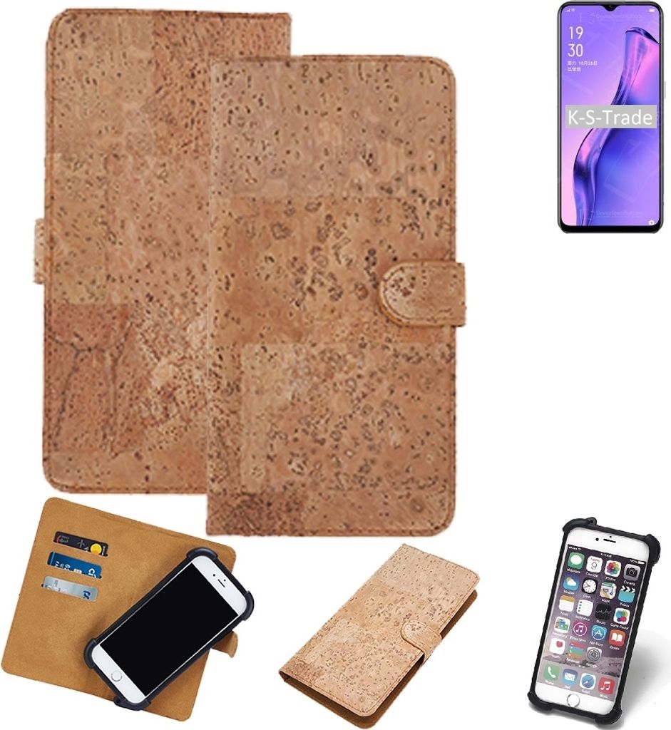 K-S-Trade Hülle kompatibel mit Oppo A31 Kork Handyhülle Cover Schutzhülle TPU Case Bumper in Hellbraun, (1x)
