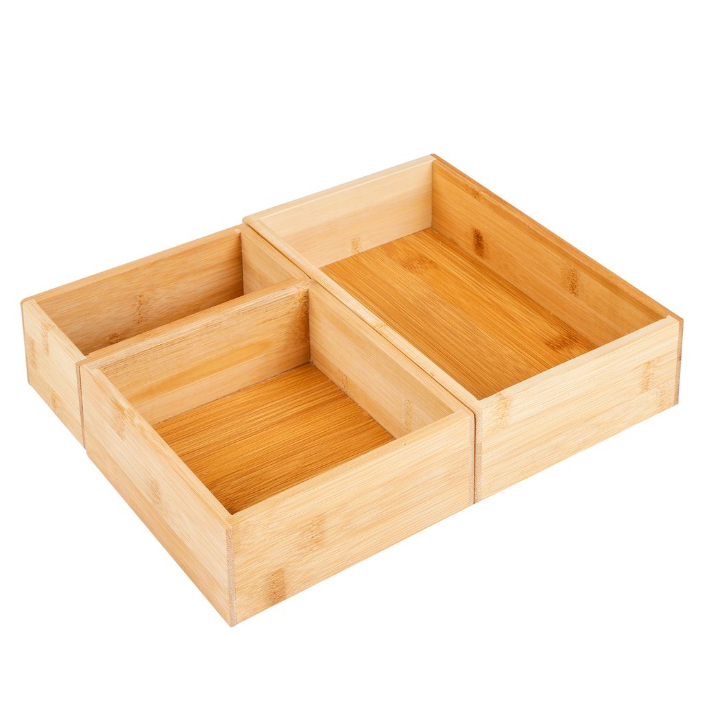Aufbewahrungsboxen aus Bambus, 3er Set 3 versch. Größen Produktbild 